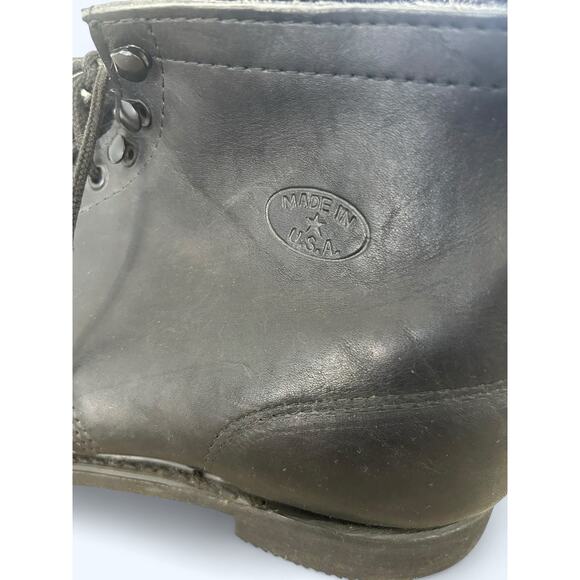 Men's Black Carolina Leather Boots Steel Toe Made in USA Red Bird 12 EEEE - Picture 2 of 10